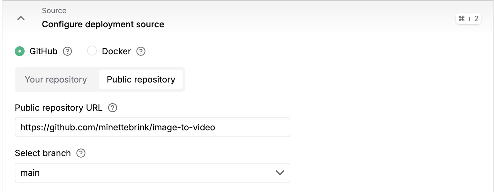 Configure deployment source