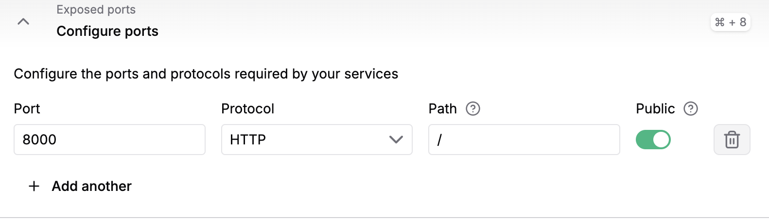 Configure backend port