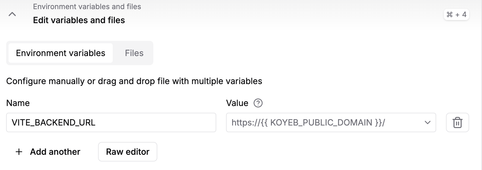 Configure frontend variables